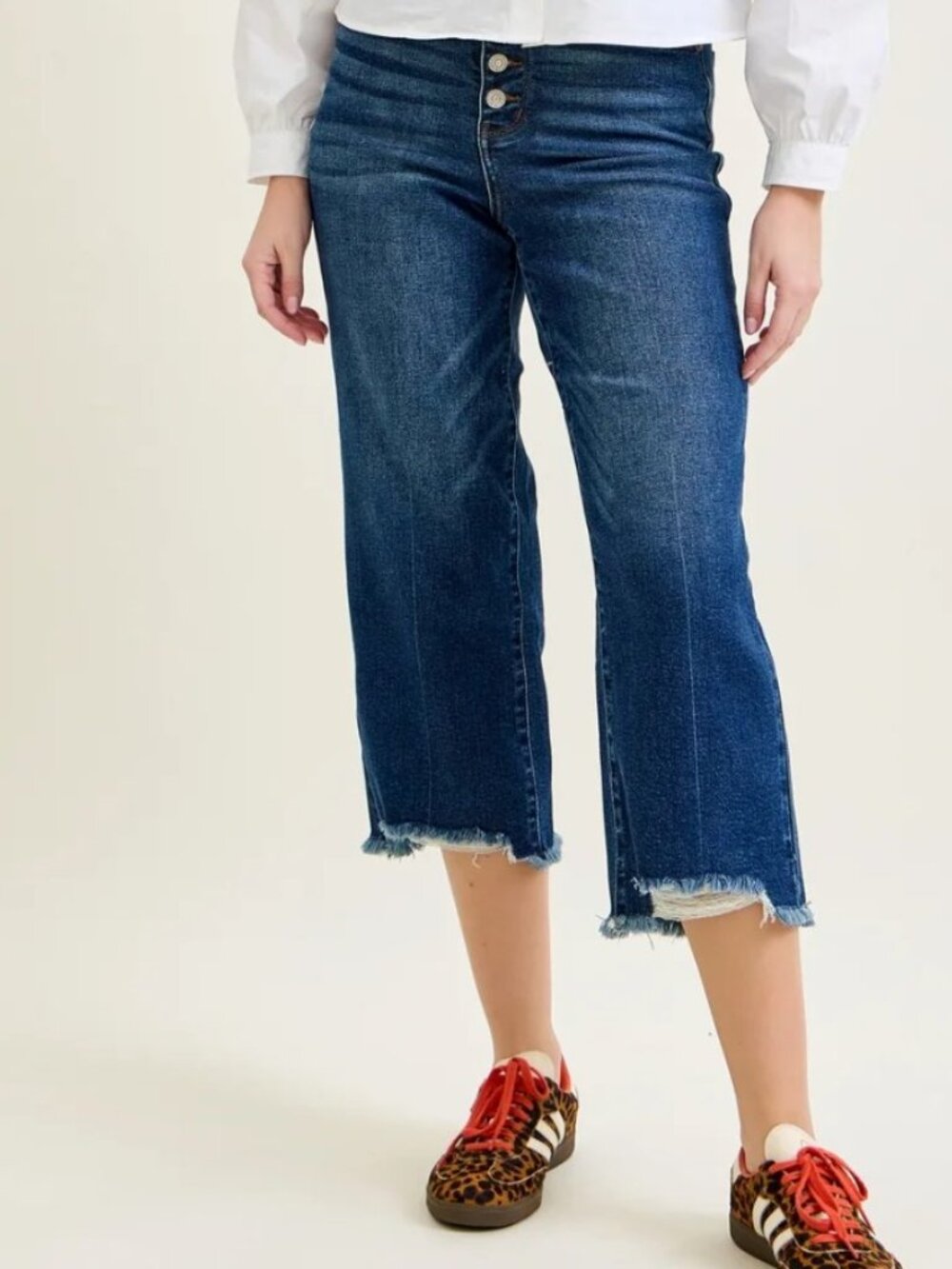Judy Blue Dottie Button Fly Crop Wide Leg Jeans | Size 11/30
